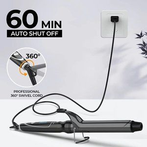 MiroPure 1.25 inch Curling Iron for Beach Wave Curling Wand Auto Shut-Off EC Exc